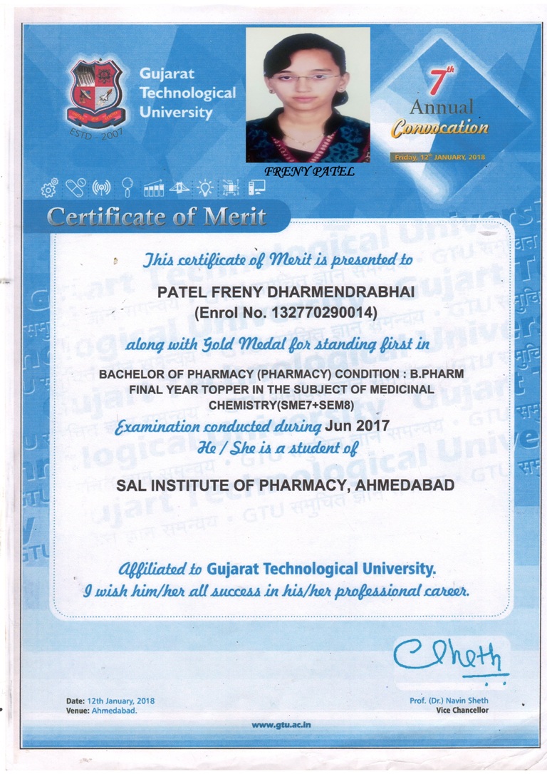 Gold Medalist in Bachelor of Pharmacy Badge